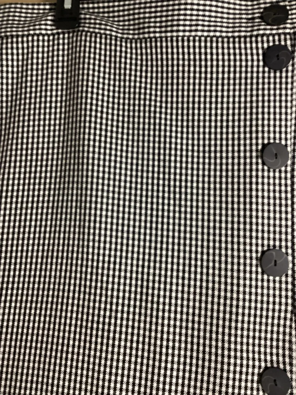 Zara Black and White Gingham Midi Skirt with Asymmetric Button Placket Euro XL - Picture 10 of 10
